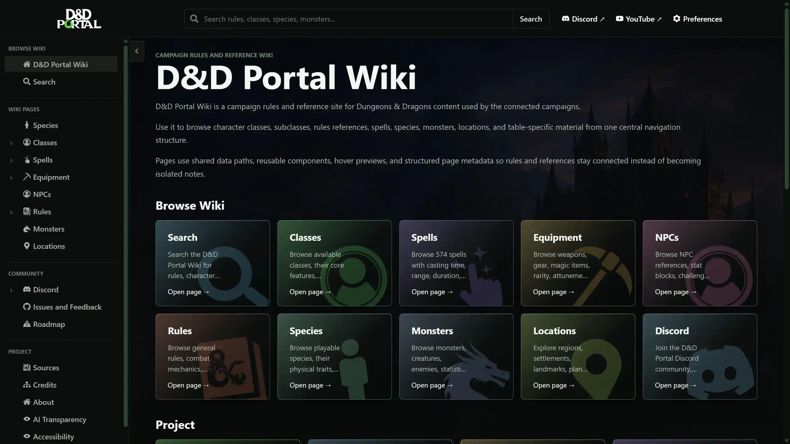 Screenshot of D&D Portal Wiki